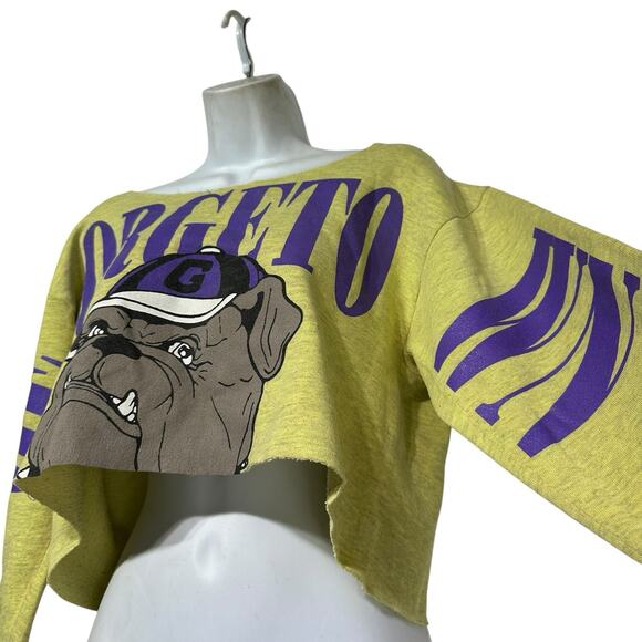furst of a kind Georgetown Long sleeve distressed Crop top - Picture 2 of 5